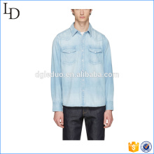 Blue Denim Social denim tee shirts camisas de manga larga de hombres azules